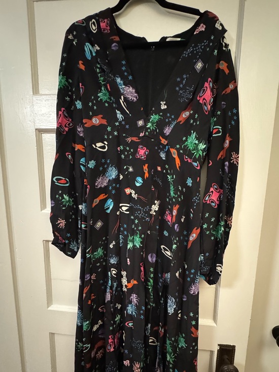 RIXO Dresses & Skirts - RIXO Black Midi Dress with Multicolor Floral & space print